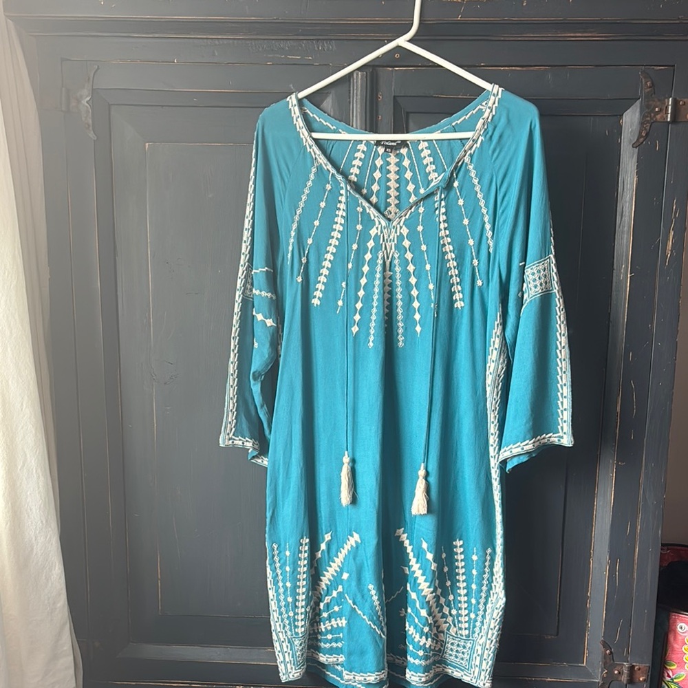 Sassy Sundance Catalog Blue Embroidered Women's Dress